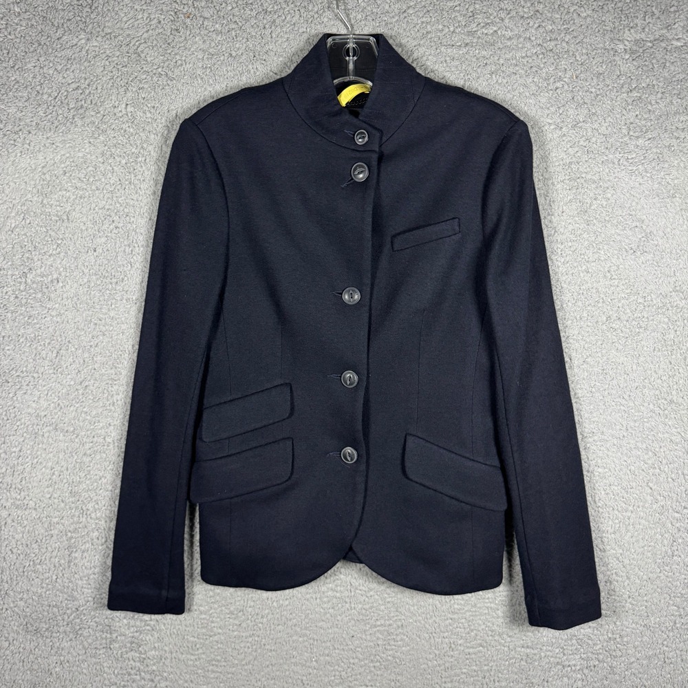 Rag & Bone Slade Navy Blue 100% Wool Stand Collar Structured Blazer Jacket Sz 4